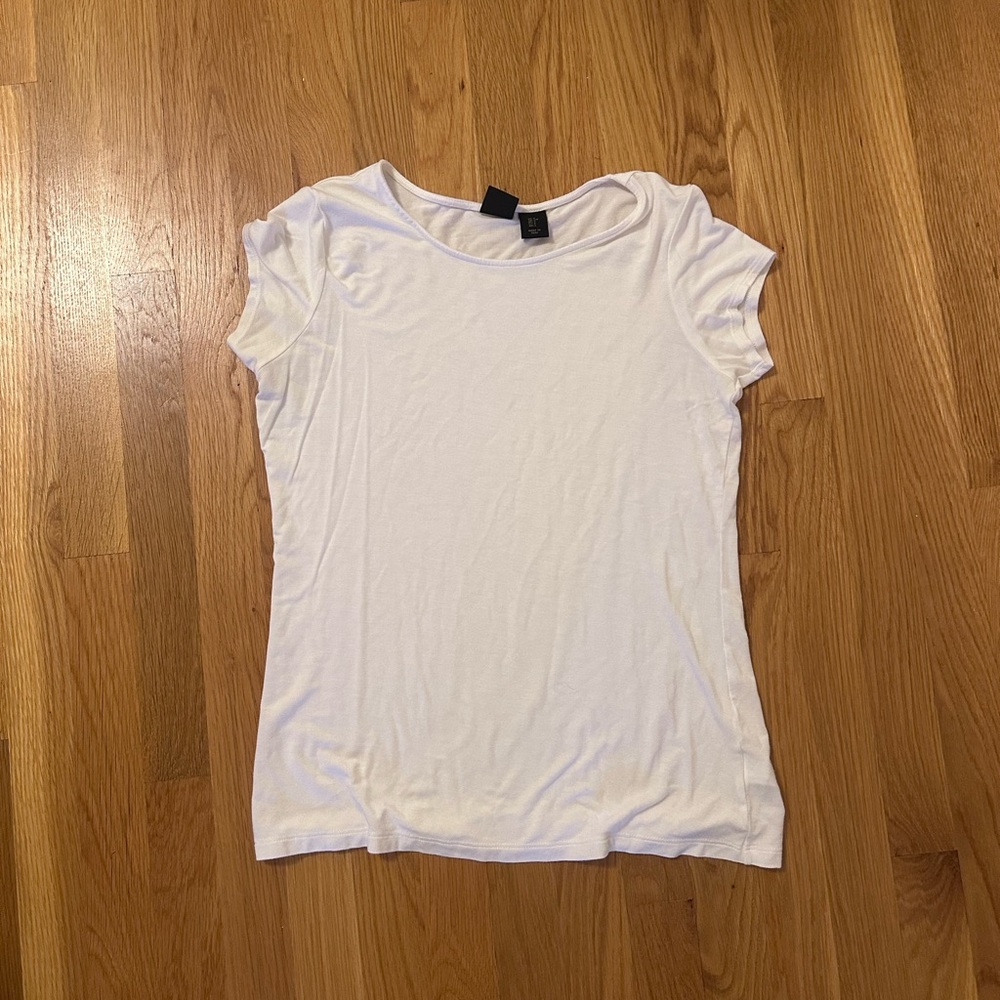 Catherine Malandrino White Short Sleeve Scoop Neck Tee